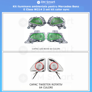 Kit Tweeter 4D Rotativ și Capace Boxe Iluminate Mercedes-Benz E-Class W214 – Set 2 Piese